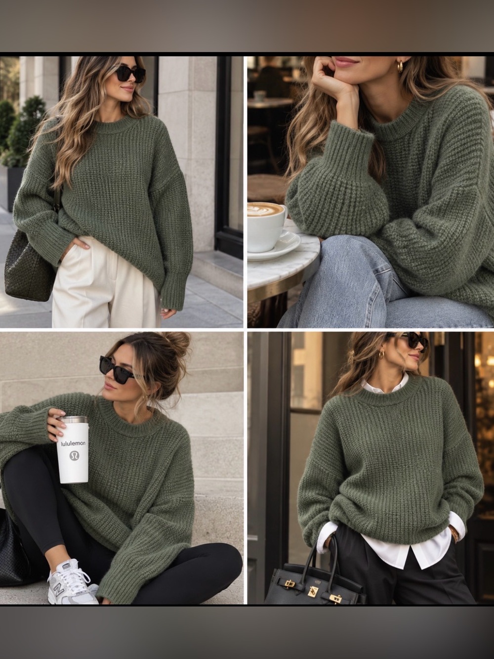 🔥LA LIGNE Cashmere CHUNKY Rub sweater Sz XS/S Moss Green PRISTINE $479 PriceFirm
